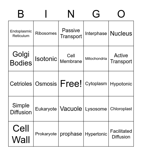 Cells Bingo Card