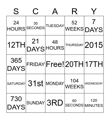 Halloween BINGO Card