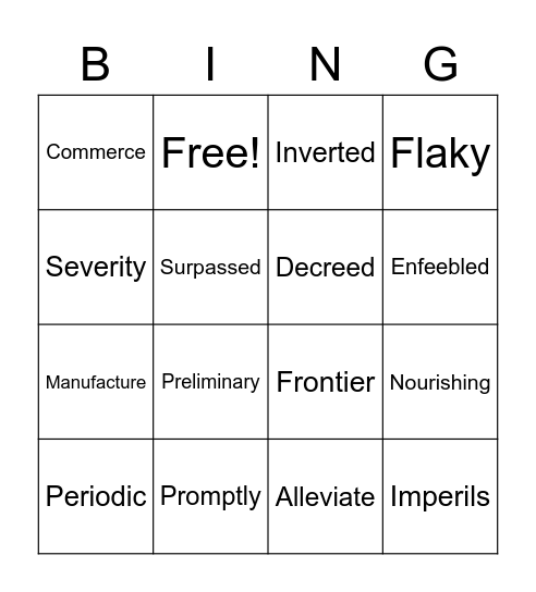 6B Sub-Unit 2 Part I & II Vocab Bingo Card
