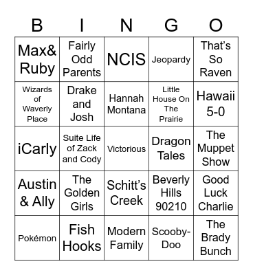 T.V. Theme Songs Bingo Card