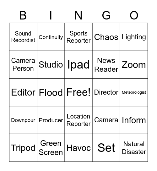 TV News Report Bingo Card