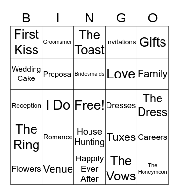 WEDDING BINGO Card