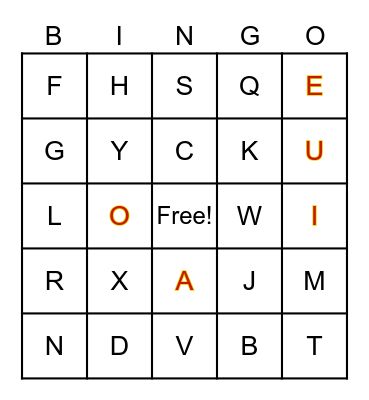 Letter Sounds Bingo Card