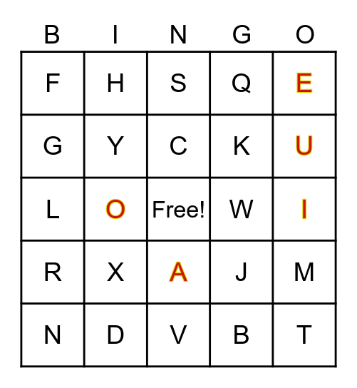 Letter Sounds Bingo Card