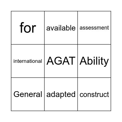 AGAT Bingo Card