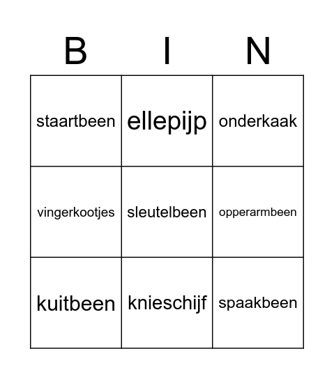 Bottenbingo Card