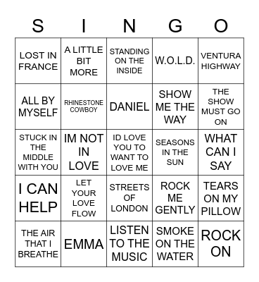 779 KAREN’S MID 70’S MIX Bingo Card