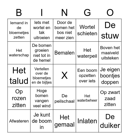 Taal woordenschatbingo Card