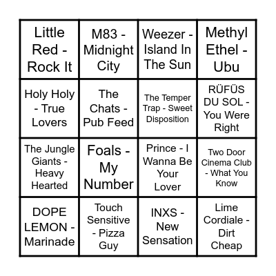 The Prince Music Bingo #1 Bingo Card