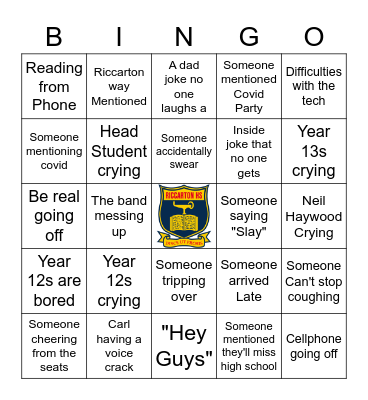 Leavers Bingo Card
