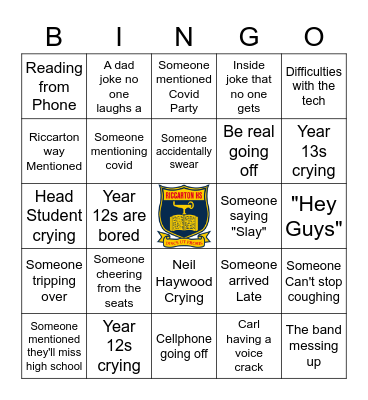 Leavers Bingo Card