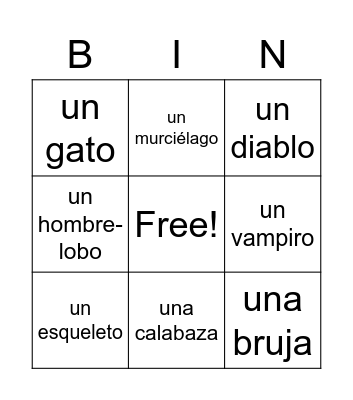 halloween Bingo Card