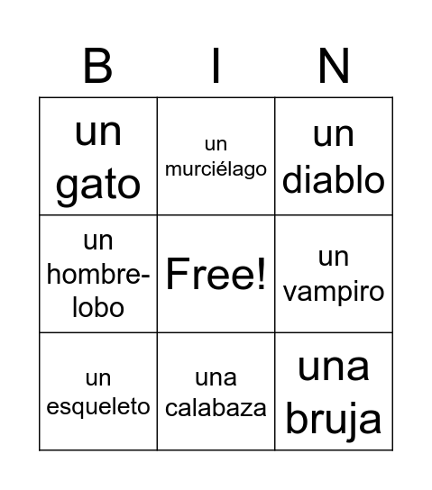 halloween Bingo Card