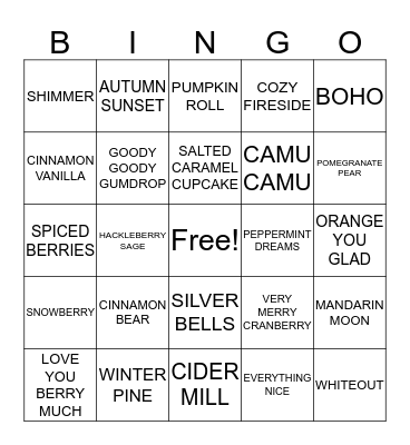SCENTSY BINGO  Bingo Card