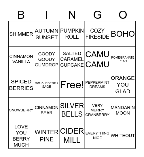 SCENTSY BINGO  Bingo Card