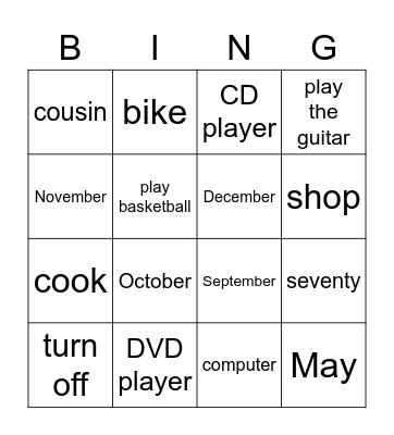 Family & Friends 3 Bingo Card