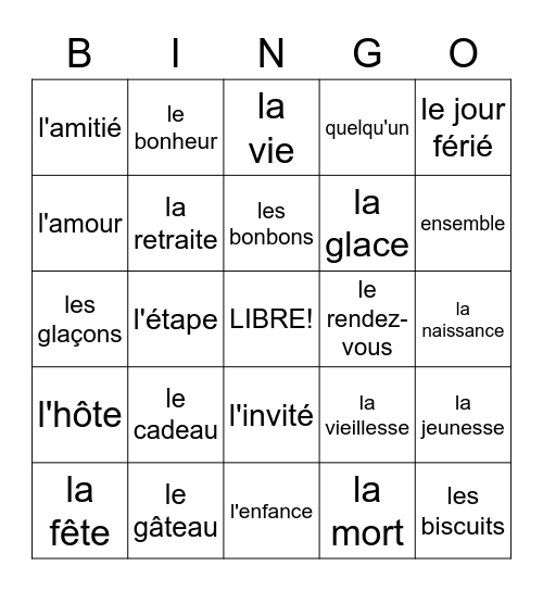 Surprise! Bingo Card