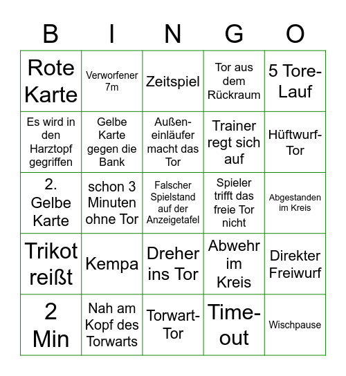 Handball Bingo Card