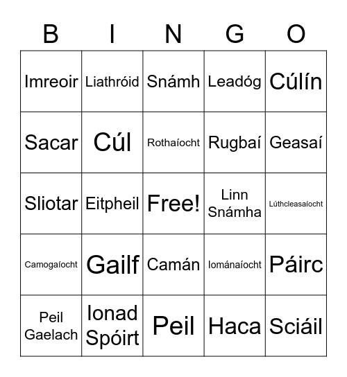 Spóirt Bingo Card