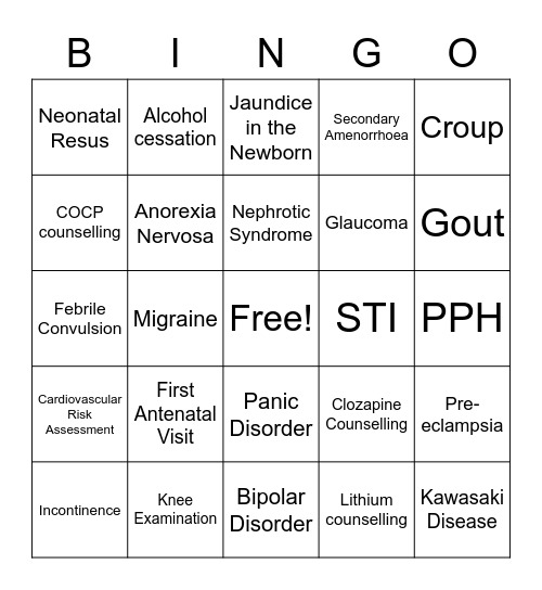 Sharon's OSCE BINGO Card