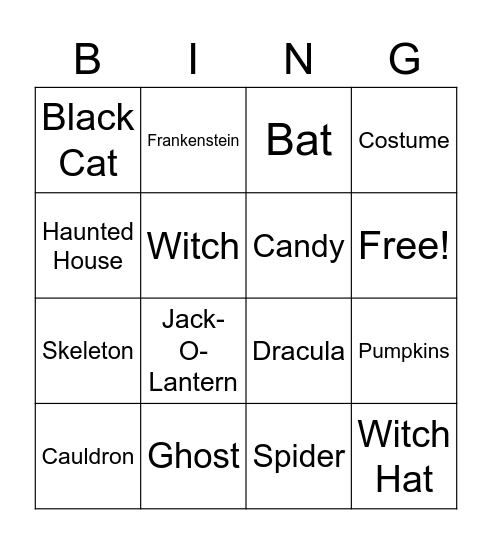 Halloween Bingo Card