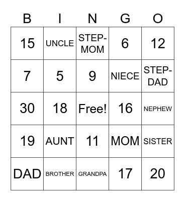 ASL I Bingo Card