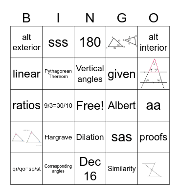 Proof similarity Bingo Card