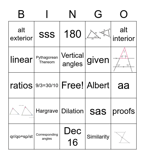 Proof similarity Bingo Card