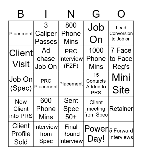 Michael Page Bingo Card