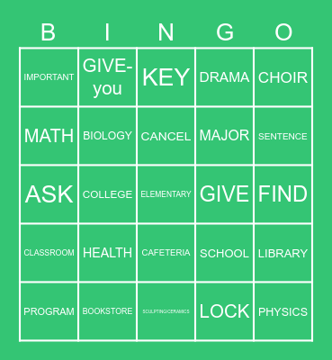 ASL 1-3 Bingo Card