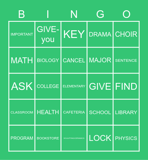 ASL 1-3 Bingo Card