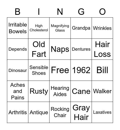 Geriatric Park Bingo Card
