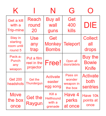 KINGO SON Bingo Card