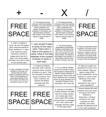 Division Bingo (Each is worth 1 Point on the Test!) Bingo Card