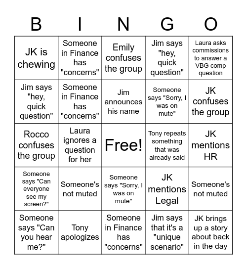 GComm2.0 Bingo Card