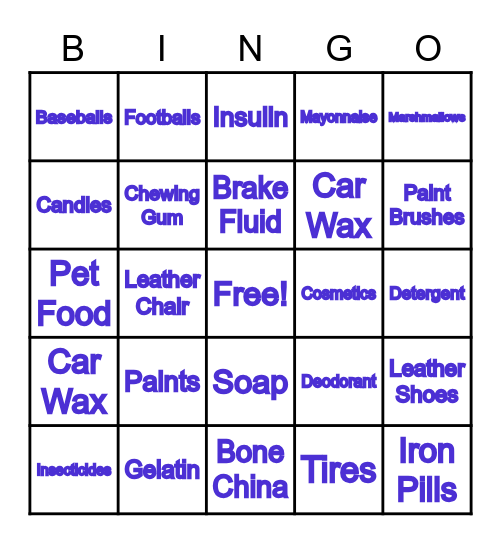 By-Products Bingo Card