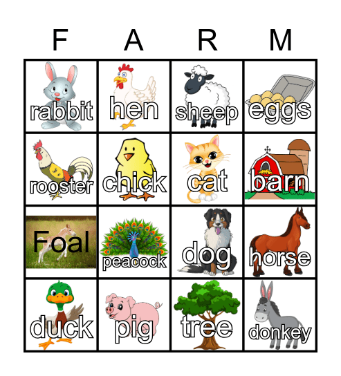 Farm Bingo Card