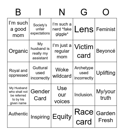 MEGHAN WORD SALAD BINGO Card
