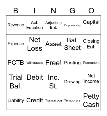 Accounting Review Bingo Card