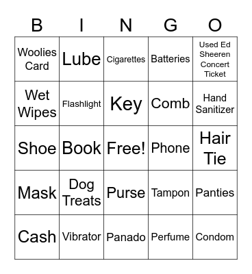 Bridal Bingo Card