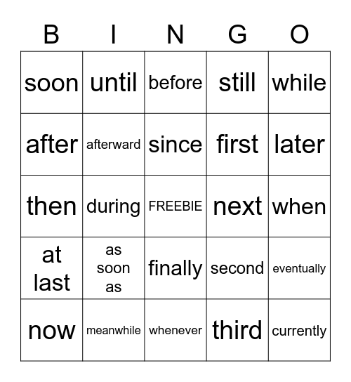 ACC ENG 8.1 Bingo Card