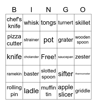 Culinary 1 Digital BINGO! Bingo Card
