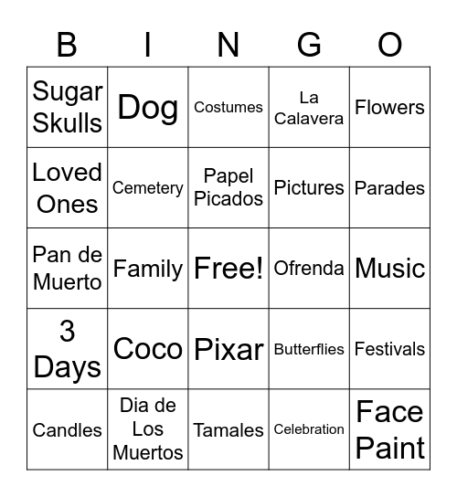 Coco Bingo Card
