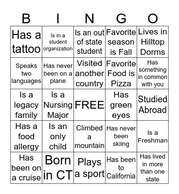 Getting to know YOU - BINGO Card