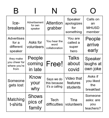 PLC at Work Bingo Card