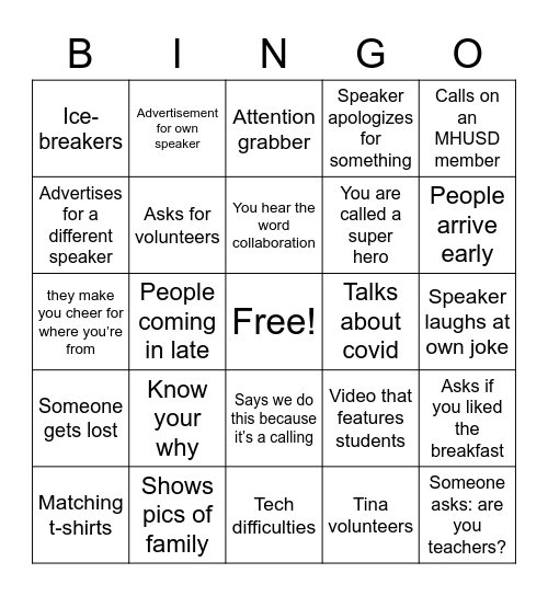 PLC at Work Bingo Card