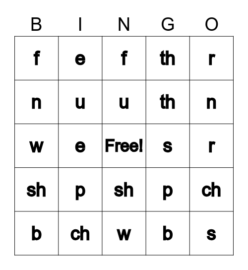 OG letters 3 & 4 Bingo Card