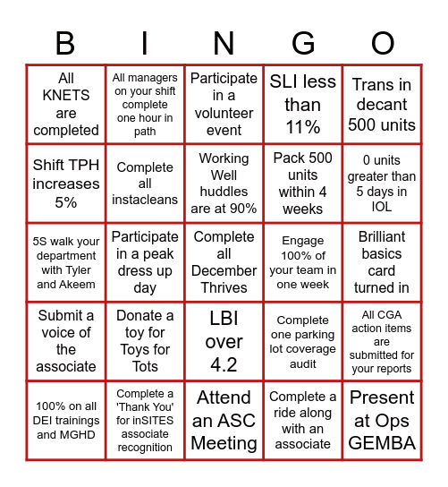 PEAK BINGO Card