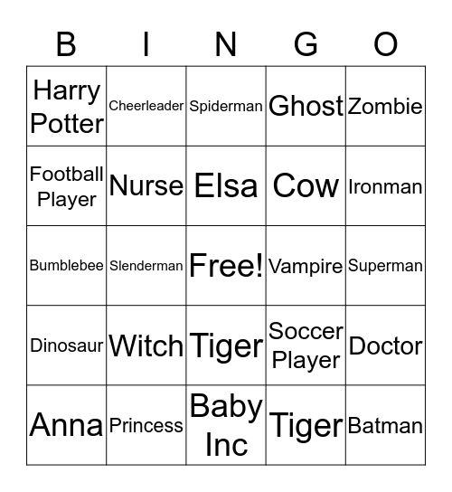 Halloween Bingo Card