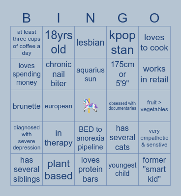 graces bingo 🐇🤍 Bingo Card